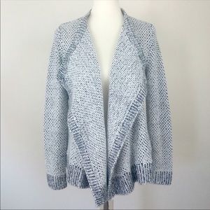 Lou & Grey White Gray Knit Open Cardigan